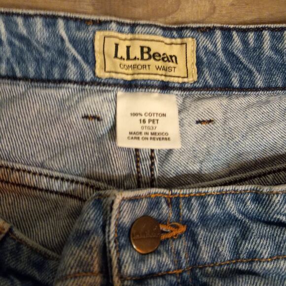 Vntg LL Bean 90s Comfort Waist Jeans 16P Petite HighRise Straight Leg Light Wash - Picture 6 of 12